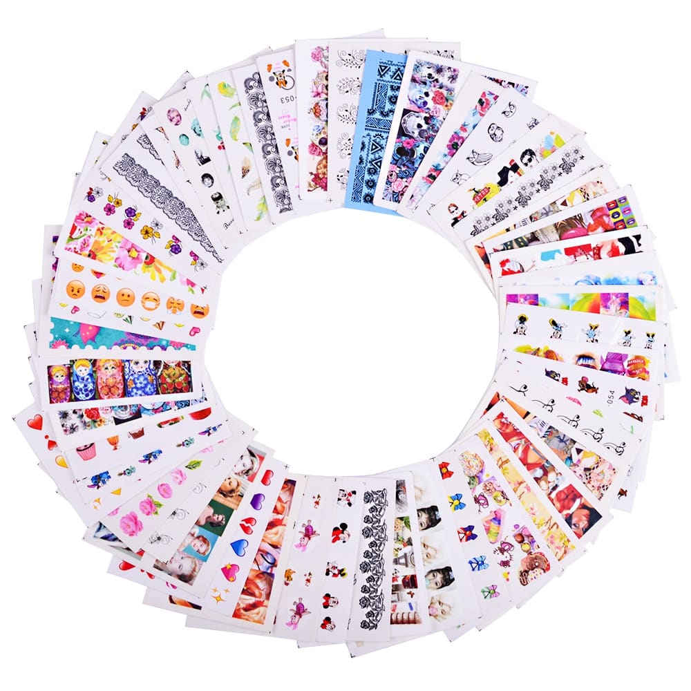 50 sheets Nail Art Water Transfer Stickers Mixed Designs Beauty Flower Watermark on nails tips Decals Wraps Nail Art Tools TRM50