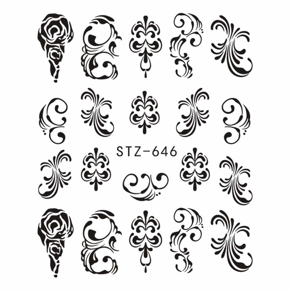 Nail Art Decals Black and White Leopard