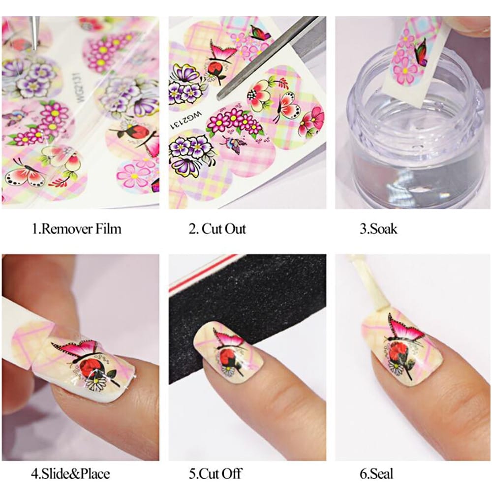 Nail Art Decals Black and White Leopard