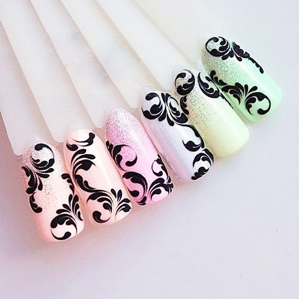 Nail Art Decals Black and White Leopard