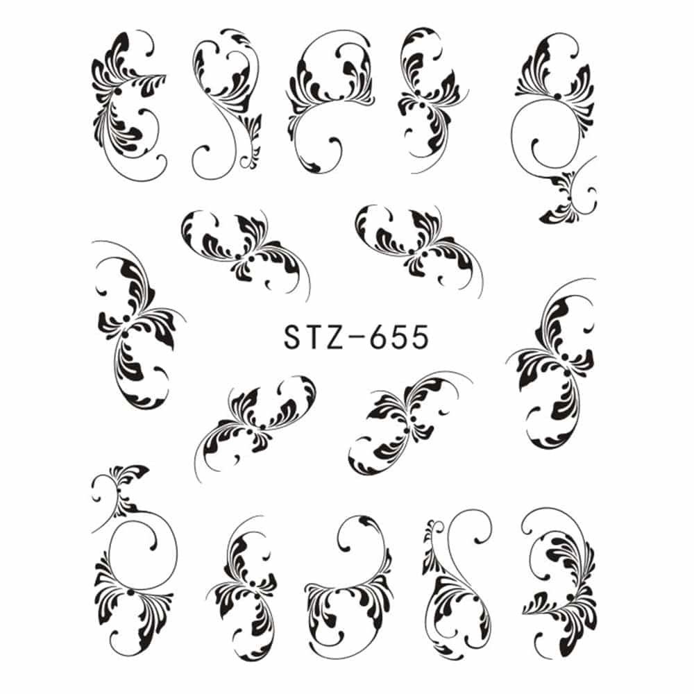 Nail Art Decals Black and White Leopard