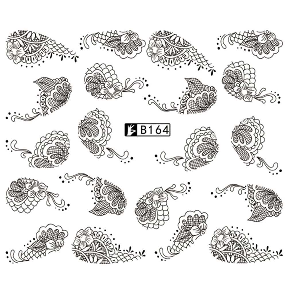 Nail Art Decals Black and White Leopard