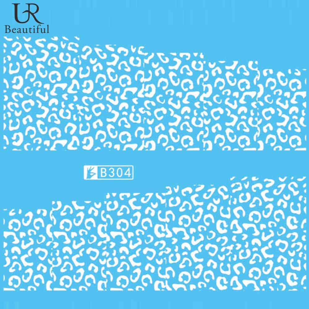 Nail Art Decals Black and White Leopard