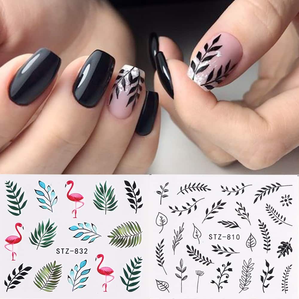Black Lace Flower Nail Art