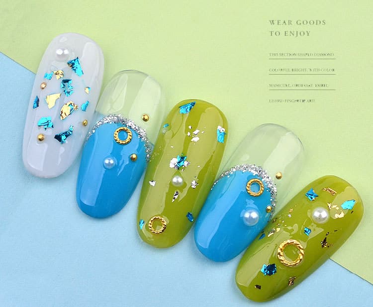 Nail Art Colorful Glitter Aluminum Foils 3D Flake Sticker UV Gel Polish Full Cover Laser DIY Nail Decoration Tools