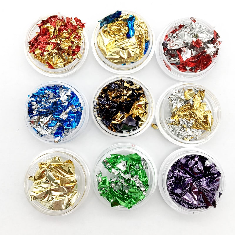 Nail Art Colorful Glitter Aluminum Foils 3D Flake Sticker UV Gel Polish Full Cover Laser DIY Nail Decoration Tools