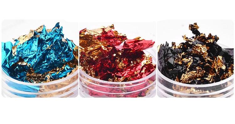 Nail Art Colorful Glitter Aluminum Foils 3D Flake Sticker UV Gel Polish Full Cover Laser DIY Nail Decoration Tools