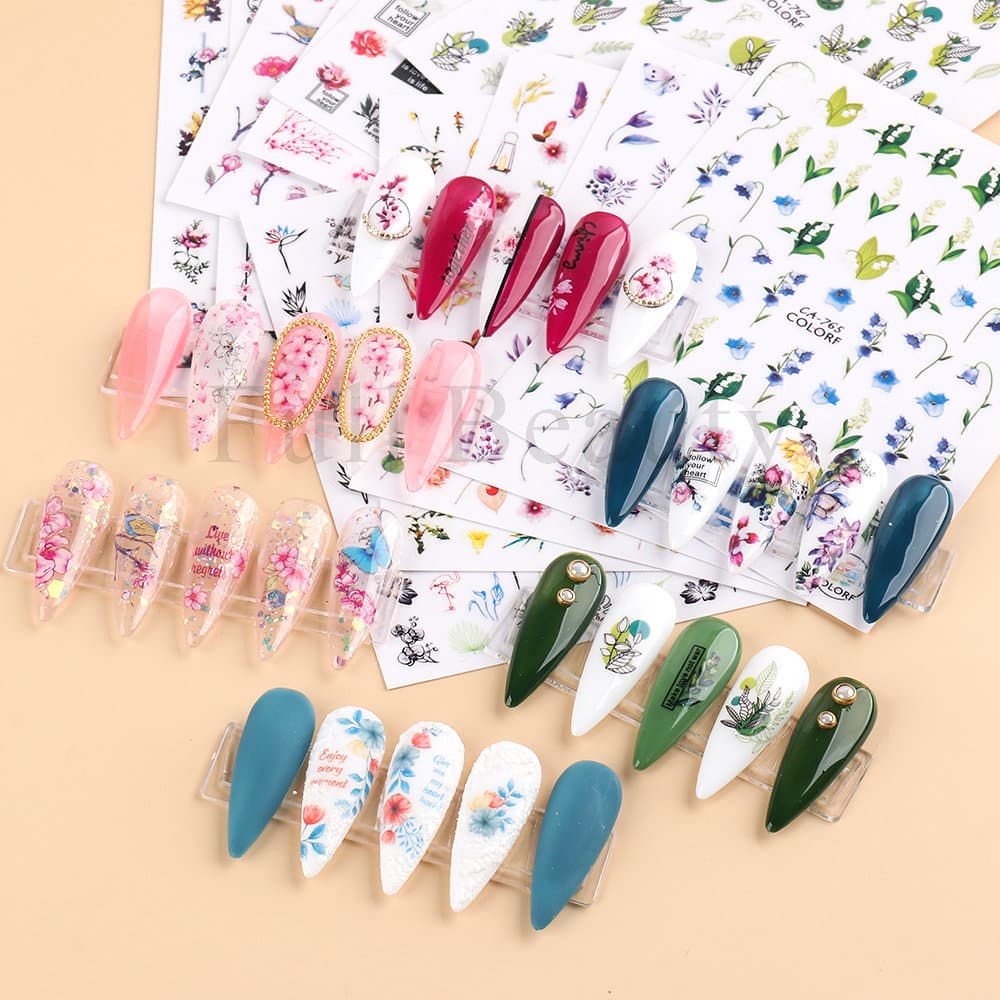 Pink and Purple Cherry Blossom 3D Nail Stickers.