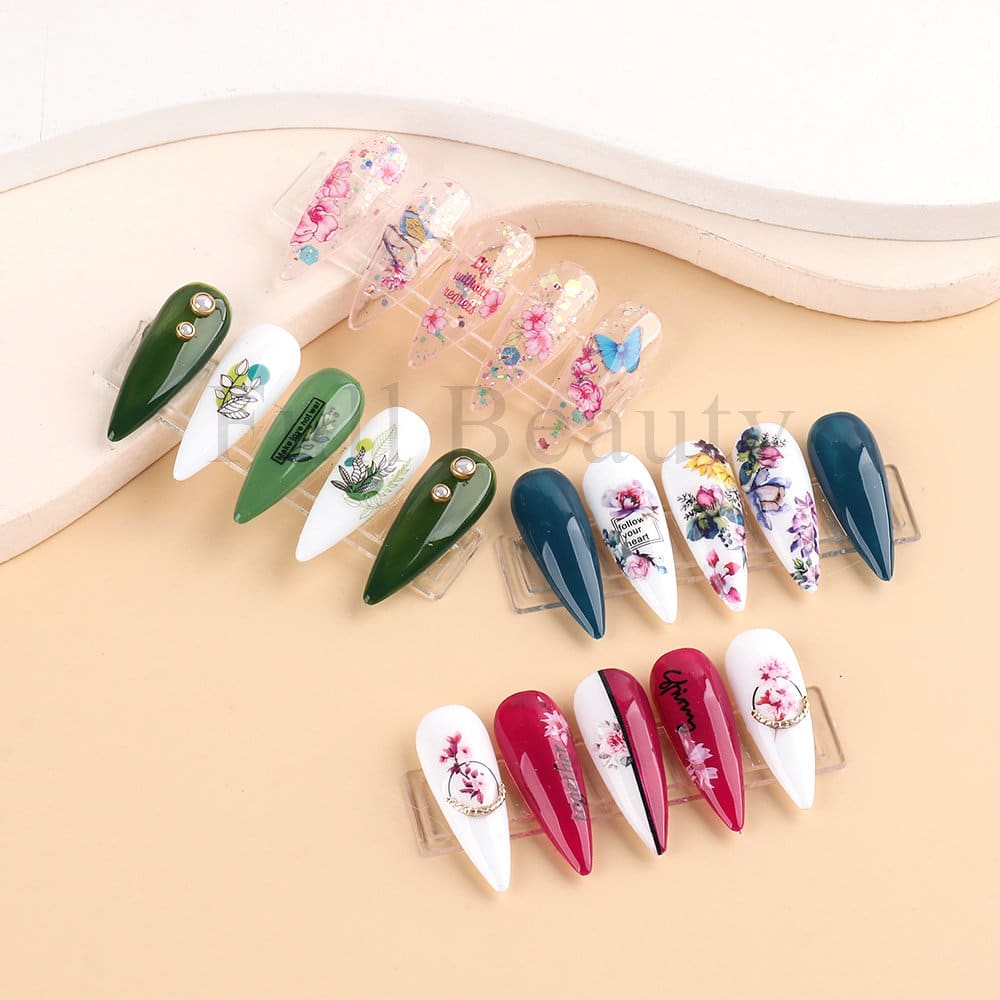 Pink and Purple Cherry Blossom 3D Nail Stickers.