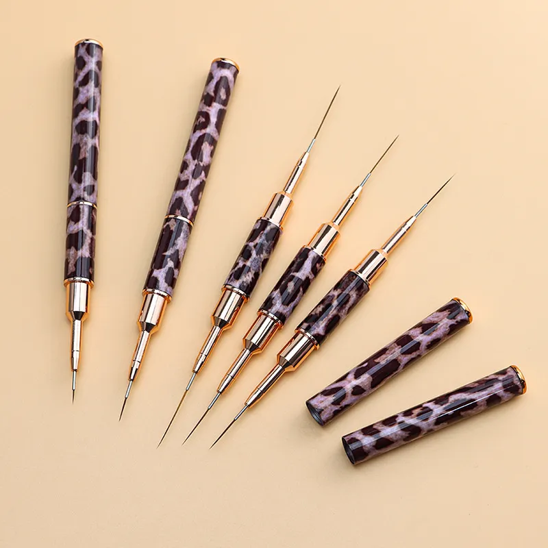 Essential Nail Brushes for Home Manicure Kits 6 Double-headed leopard print nail art liner brushes