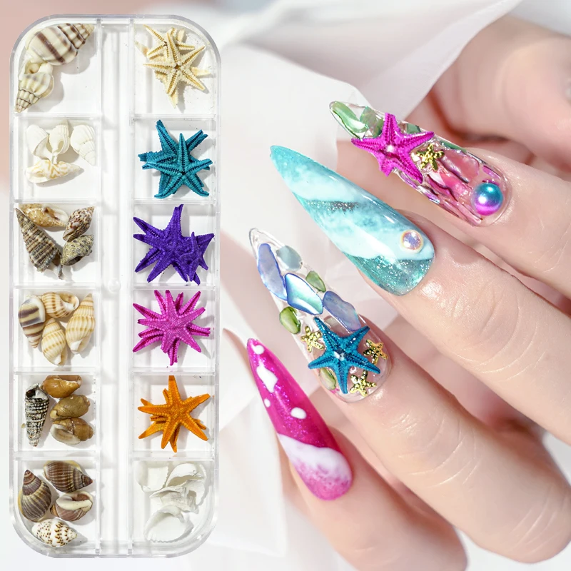 Summer Nail Art Rhinestones and Ocean Charms