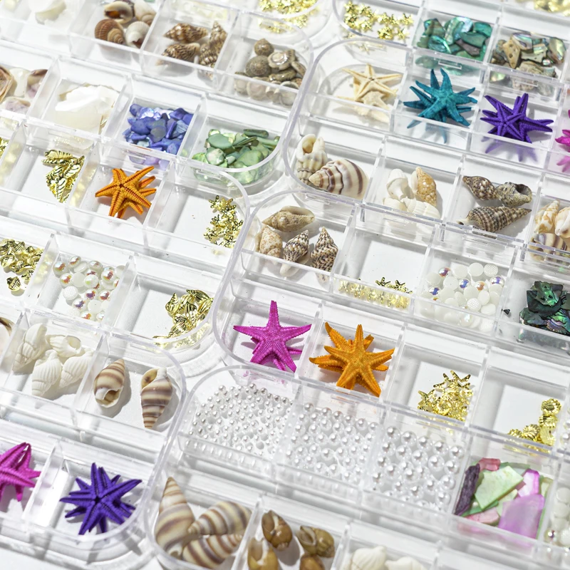 Summer Nail Art Rhinestones and Ocean Charms