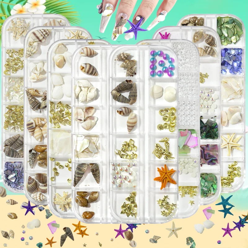 Summer Nail Art Rhinestones and Ocean Charms