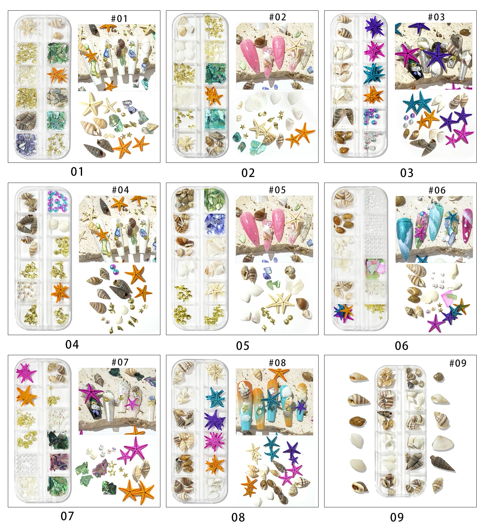 Summer Nail Art Rhinestones and Ocean Nail Charms