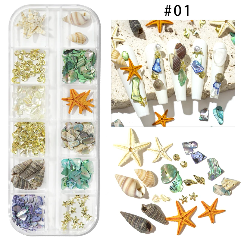 Summer Nail Art Rhinestones and Ocean Charms