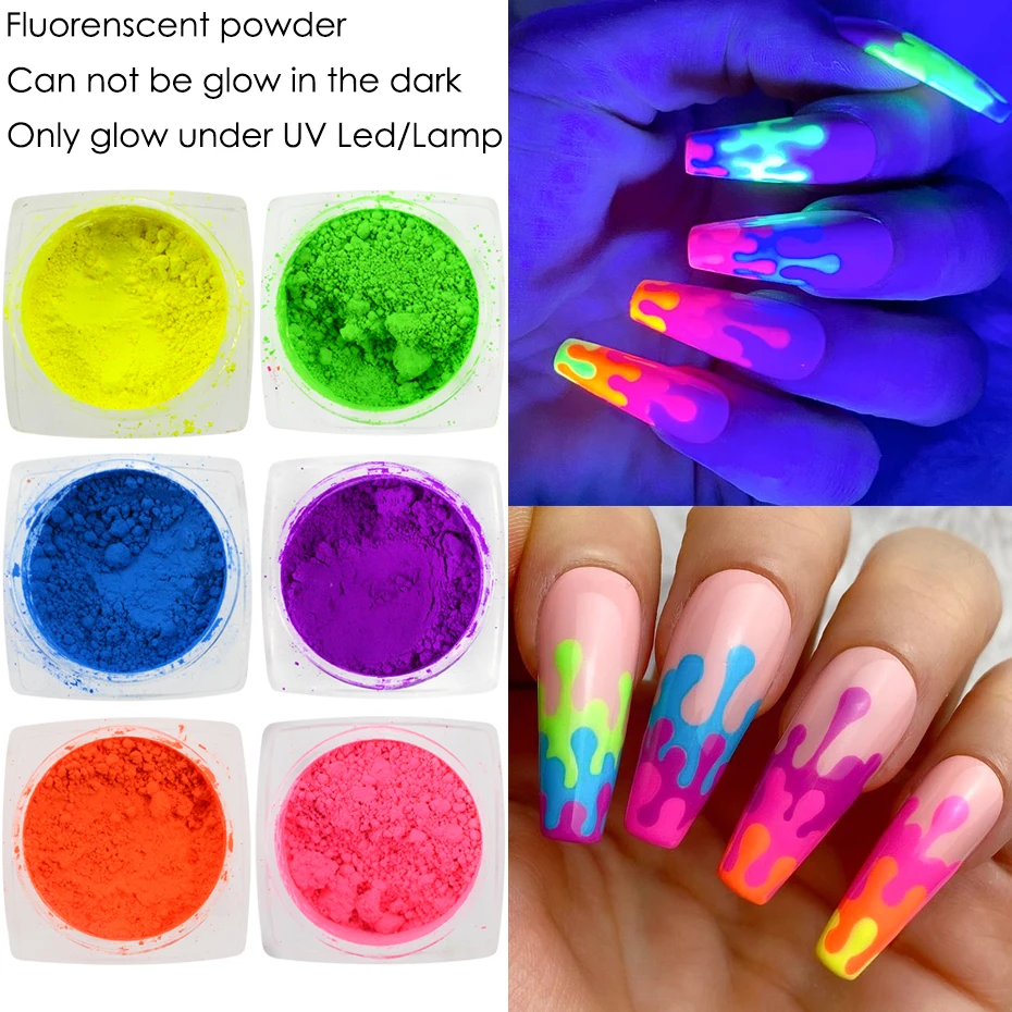 Neon Fluorescent Pigments Nail Powder Rainbow Gradient Nail Polish Glitter Spring Summer DIY Chrome Dust Manicure Decorations