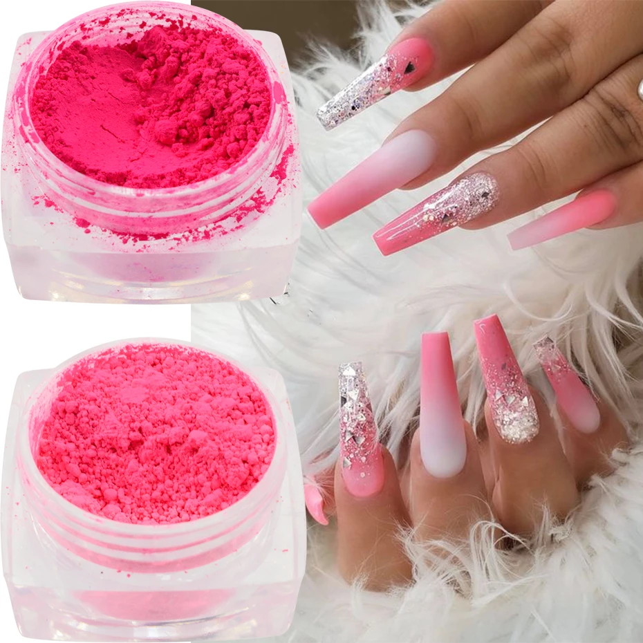Neon Fluorescent Pigments Nail Powder Rainbow Gradient Nail Polish Glitter Spring Summer DIY Chrome Dust Manicure Decorations