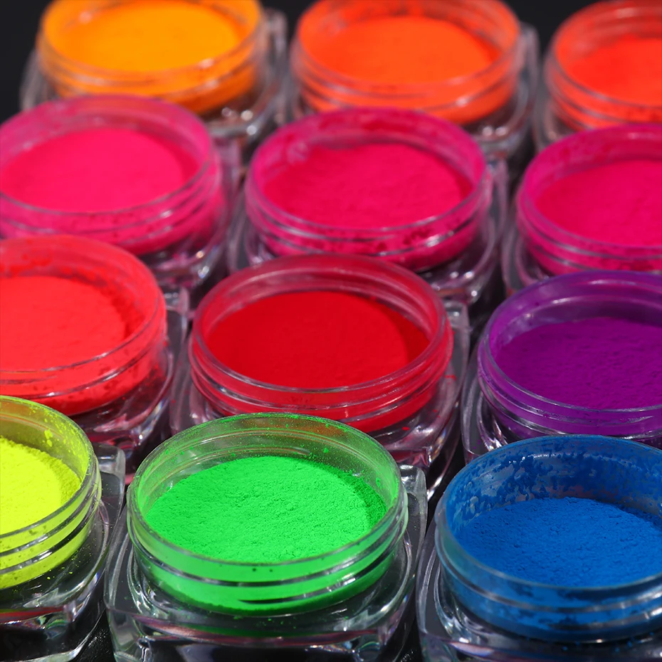 Neon Fluorescent Pigments Nail Powder Rainbow Gradient Nail Polish Glitter Spring Summer DIY Chrome Dust Manicure Decorations