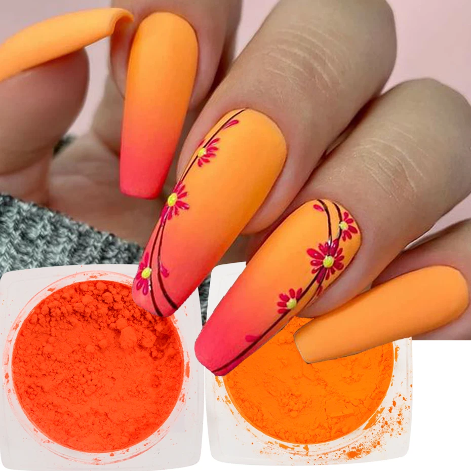 Neon Fluorescent Pigments Nail Powder Rainbow Gradient Nail Polish Glitter Spring Summer DIY Chrome Dust Manicure Decorations