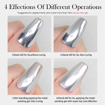 Born Pretty Silver Metal Effect Gel Polish – Mirror Chrome Shine for Luxe Nails 5 64396 sfninr