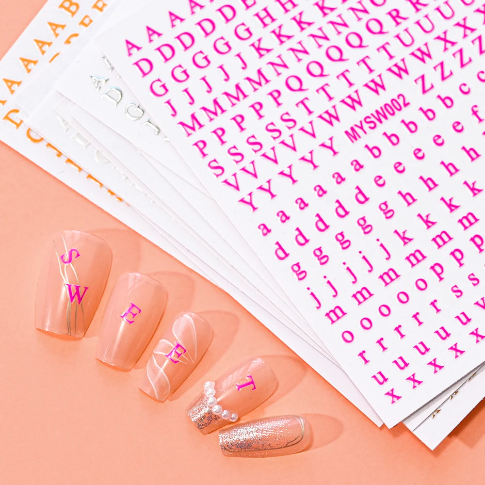 1Pcs 3D Alphabet Nail Sticker Laser Silver/Gold 26 English Letters Nail Art Decals Self Adhesive Manicure 8*10cm Letter Sticker 1Pcs 3D Alphabet Nail Sticker Laser Silver/Gold 26 English Letters Nail Art Decals Self Adhesive Manicure 8*10cm Letter Sticker