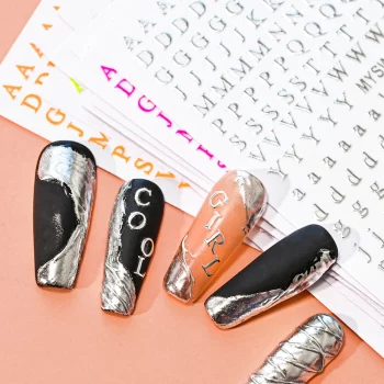 1 piece 3D Alphabet Nail Sticker – Laser Silver and Gold Letter Decals for Self-Adhesive Manicure Art 4 80404 ii7frq