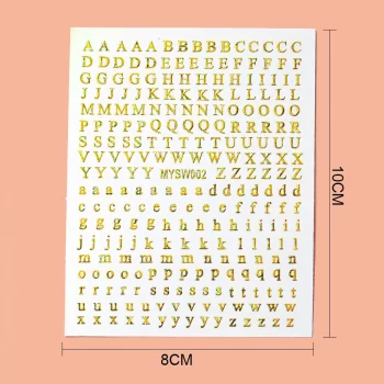 1 piece 3D Alphabet Nail Sticker – Laser Silver and Gold Letter Decals for Self-Adhesive Manicure Art 3 80404 s0uuos