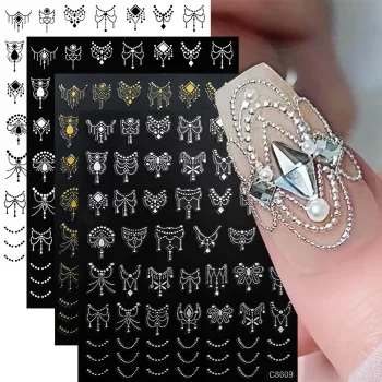 4 piece Roman Letter Nail Stickers – Gold, Silver, Black and White Alphabet Decals for DIY Manicure 4 80482 kleuix