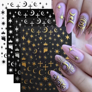 4 piece Roman Letter Nail Stickers – Gold, Silver, Black and White Alphabet Decals for DIY Manicure 2 80482 m8s7j5