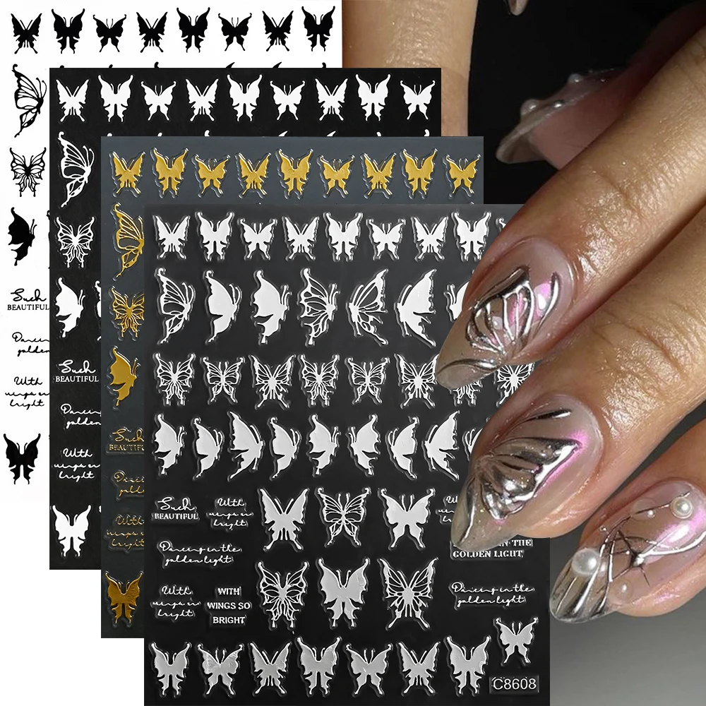4pcs Roman Letter Nail Stickers Golden Silvery Black White Alphabet Self Adhesive Decal English Words DIY Manicure Decor Sliders 4pcs Roman Letter Nail Stickers Golden Silvery Black White Alphabet Self Adhesive Decal English Words DIY Manicure Decor Sliders