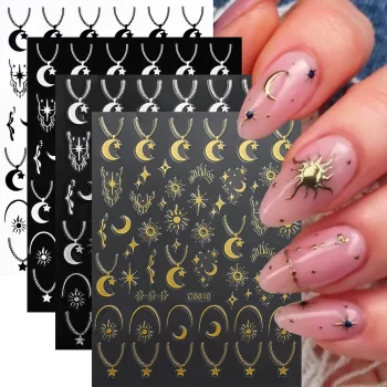 4 piece Roman Letter Nail Stickers – Gold, Silver, Black and White Alphabet Decals for DIY Manicure 3 80482 nb9az3