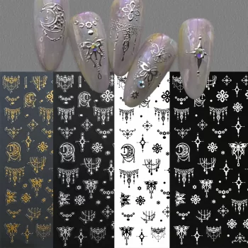 4 piece Roman Letter Nail Stickers – Gold, Silver, Black and White Alphabet Decals for DIY Manicure 5 80482 zfdxyi
