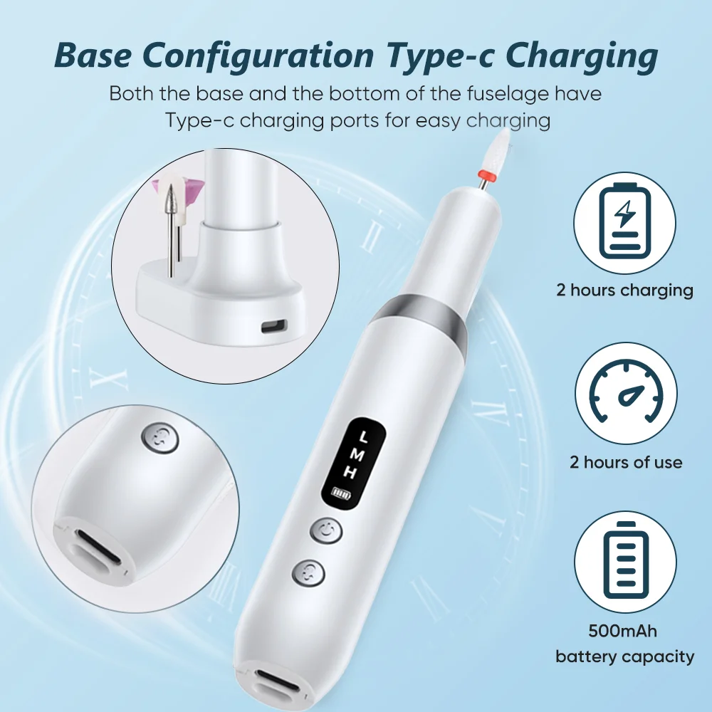 Electric Nail Polisher Drill Bits Professional Nails Grinding Polishing Dead Skin Removal Art Sanding File Pen Manicure Machine Electric Nail Polisher Drill Bits Professional Nails Grinding Polishing Dead Skin Removal Art Sanding File Pen Manicure Machine