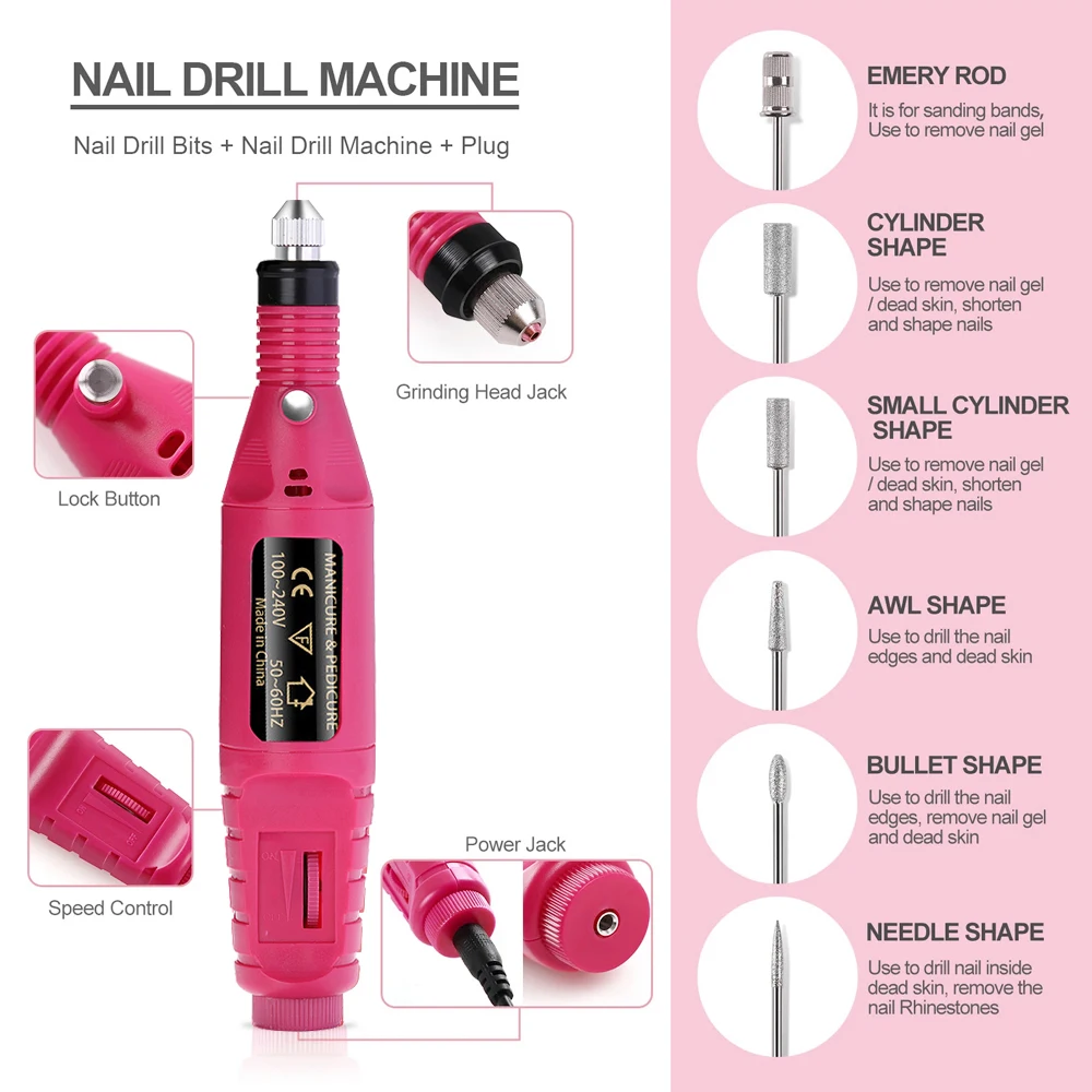 Nail Sander Set Electric Nail Drill Machine Grinding Equipment Milling Cutter For Manicure Pedicure Strong Polishing Tools Nail Sander Set Electric Nail Drill Machine Grinding Equipment Milling Cutter For Manicure Pedicure Strong Polishing Tools