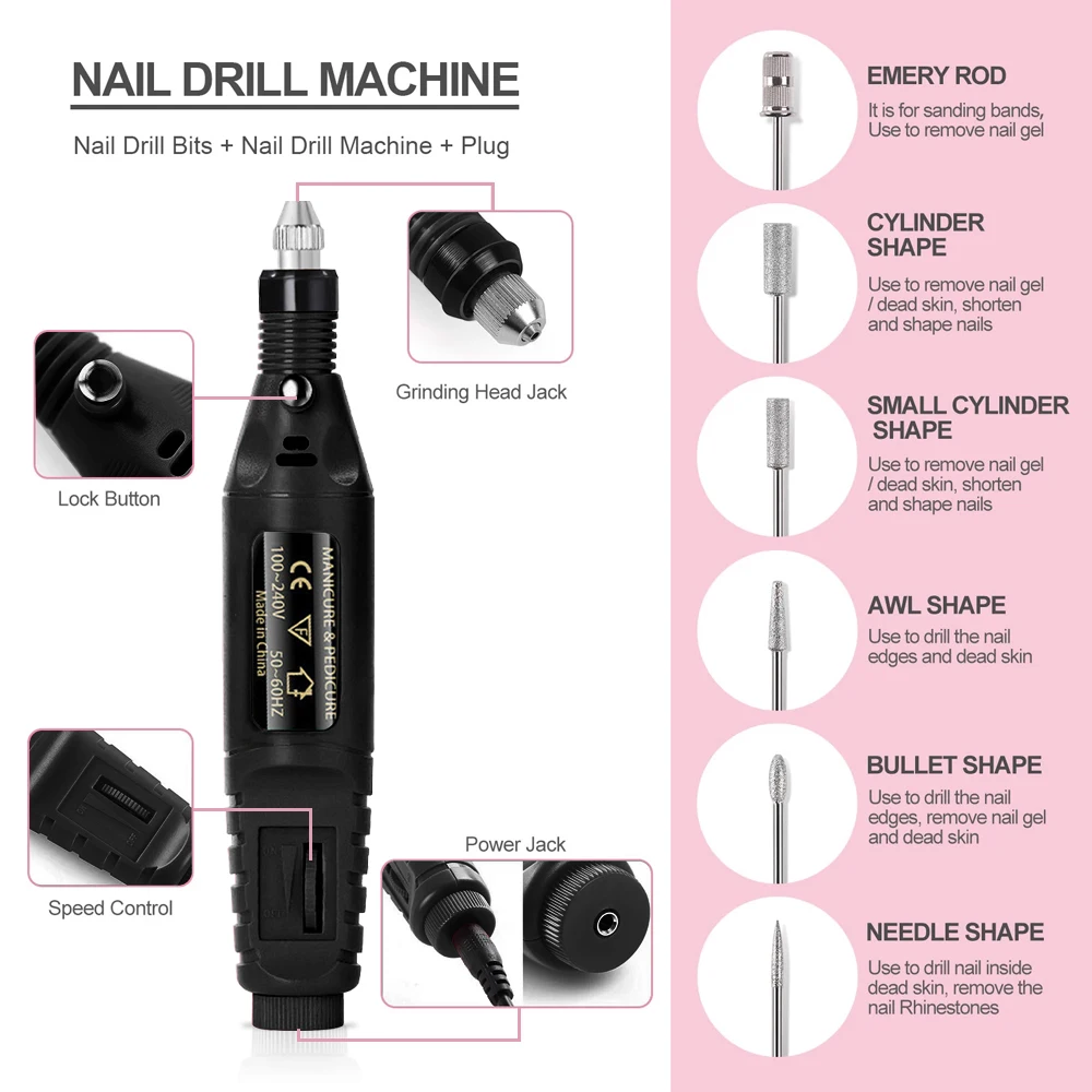 Nail Sander Set Electric Nail Drill Machine Grinding Equipment Milling Cutter For Manicure Pedicure Strong Polishing Tools Nail Sander Set Electric Nail Drill Machine Grinding Equipment Milling Cutter For Manicure Pedicure Strong Polishing Tools