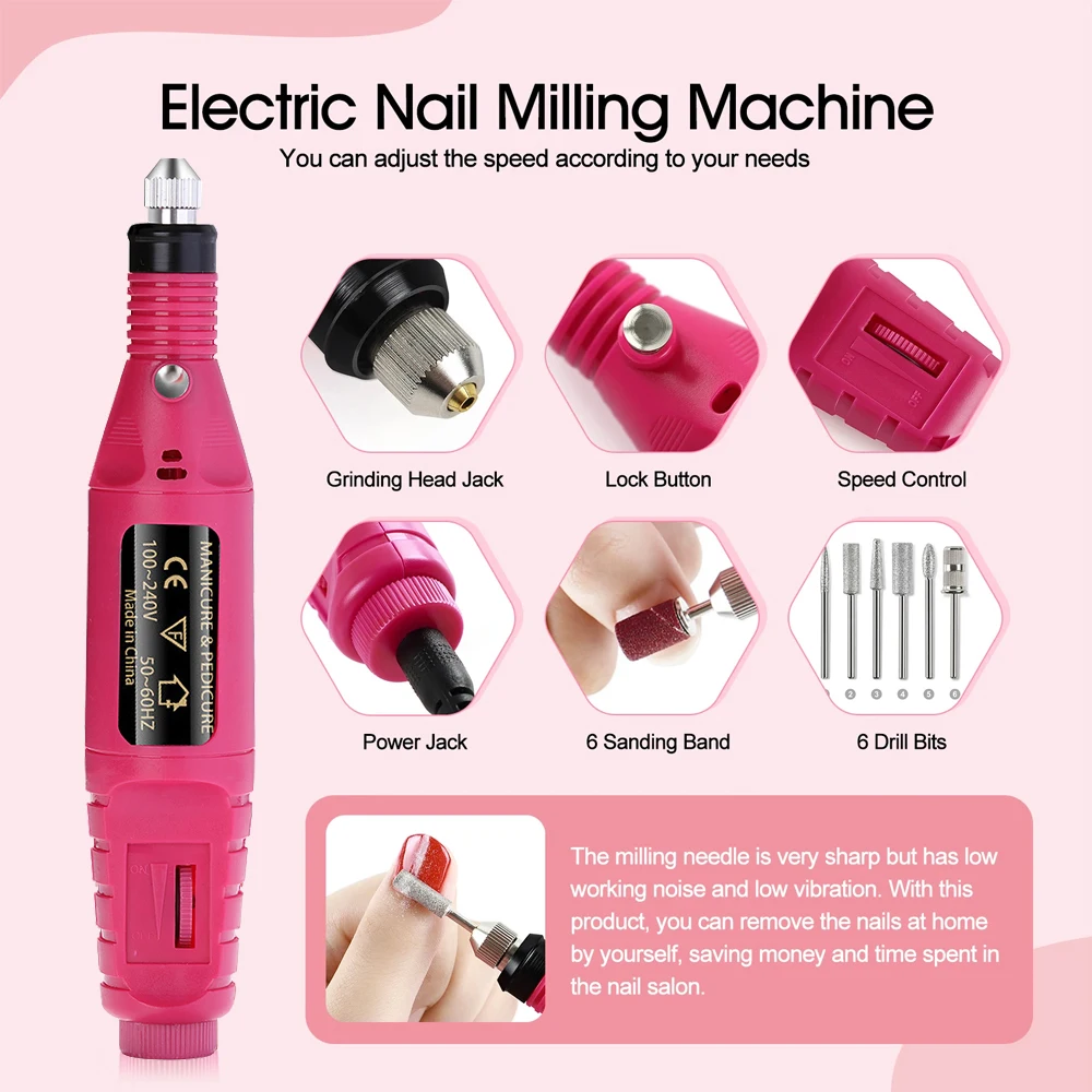 Nail Sander Set Electric Nail Drill Machine Grinding Equipment Milling Cutter For Manicure Pedicure Strong Polishing Tools Nail Sander Set Electric Nail Drill Machine Grinding Equipment Milling Cutter For Manicure Pedicure Strong Polishing Tools