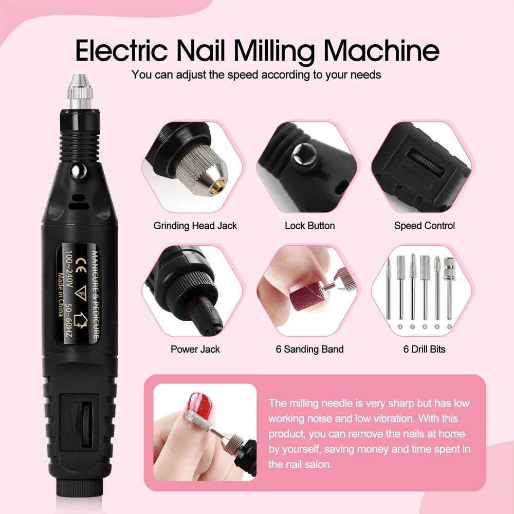 Nail Sander Set Electric Nail Drill Machine Grinding Equipment Milling Cutter For Manicure Pedicure Strong Polishing Tools Nail Sander Set Electric Nail Drill Machine Grinding Equipment Milling Cutter For Manicure Pedicure Strong Polishing Tools