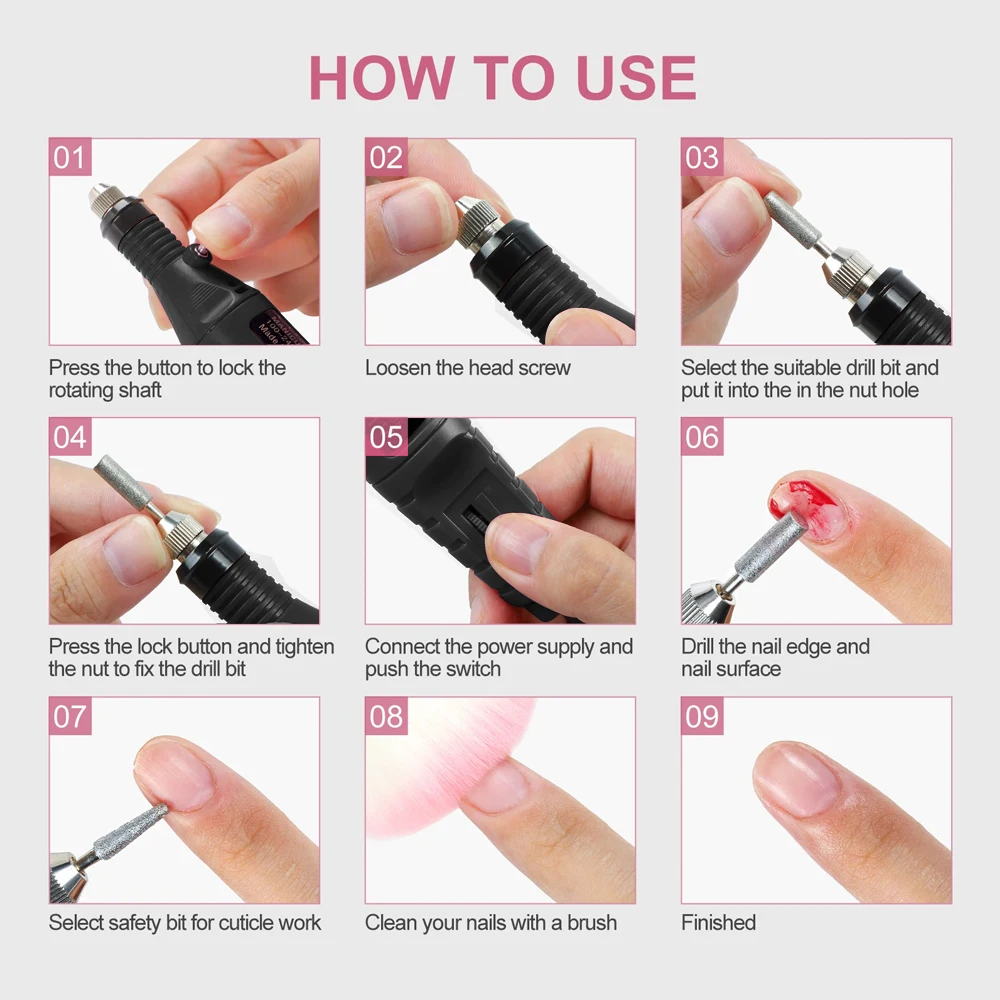 Nail Sander Set Electric Nail Drill Machine Grinding Equipment Milling Cutter For Manicure Pedicure Strong Polishing Tools Nail Sander Set Electric Nail Drill Machine Grinding Equipment Milling Cutter For Manicure Pedicure Strong Polishing Tools