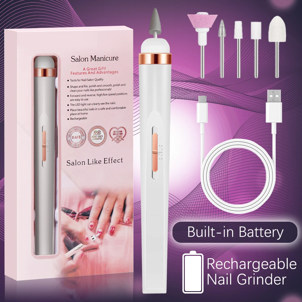 YIKOOLIN 5 in 1 Electric Nail Polish Drill Machine USB Charge Portable Manicure Set Exfoliation and Polishing for Nail Salon Yikoolin 5-in-1 Nail Drill Machine – YIKOOLIN 5 in 1 Electric Nail Polish Drill Machine USB Charge Portable Manicure Set Exfoliation and Polishing for Nail Salon