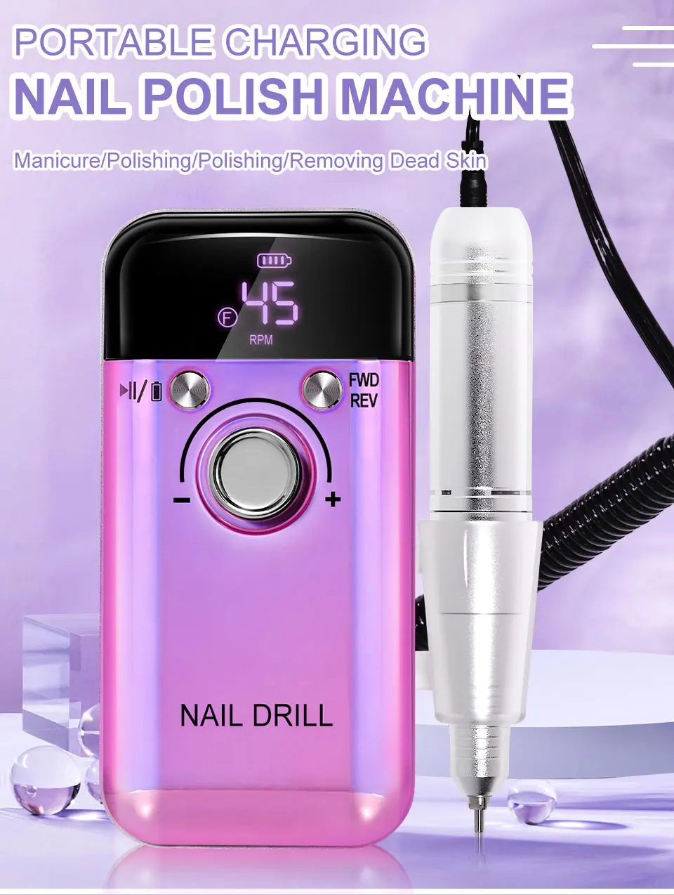 45000RPM Electric Nail Drill Machine Professional Nail Drills for Gel Nails Polish Rechargeable Portable Nail File Manicure Tool 45000RPM Electric Nail Drill Machine Professional Nail Drills for Gel Nails Polish Rechargeable Portable Nail File Manicure Tool