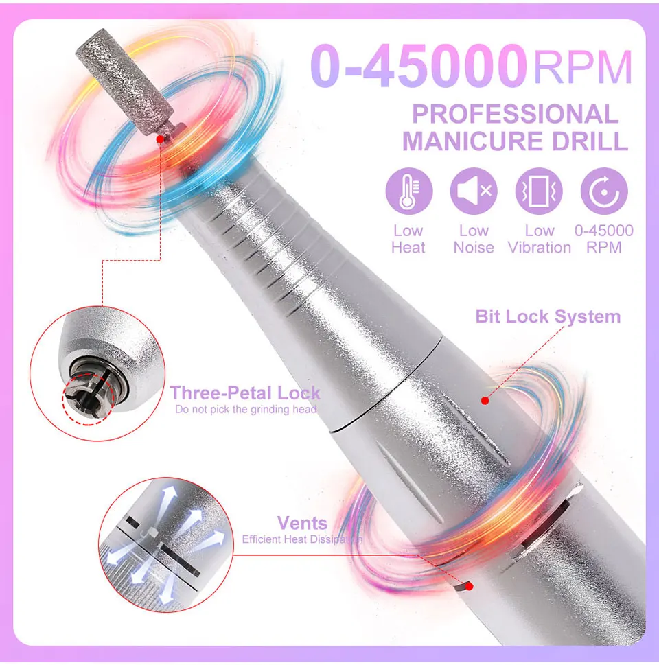 45000RPM Electric Nail Drill Machine Professional Nail Drills for Gel Nails Polish Rechargeable Portable Nail File Manicure Tool 45000RPM Electric Nail Drill Machine Professional Nail Drills for Gel Nails Polish Rechargeable Portable Nail File Manicure Tool
