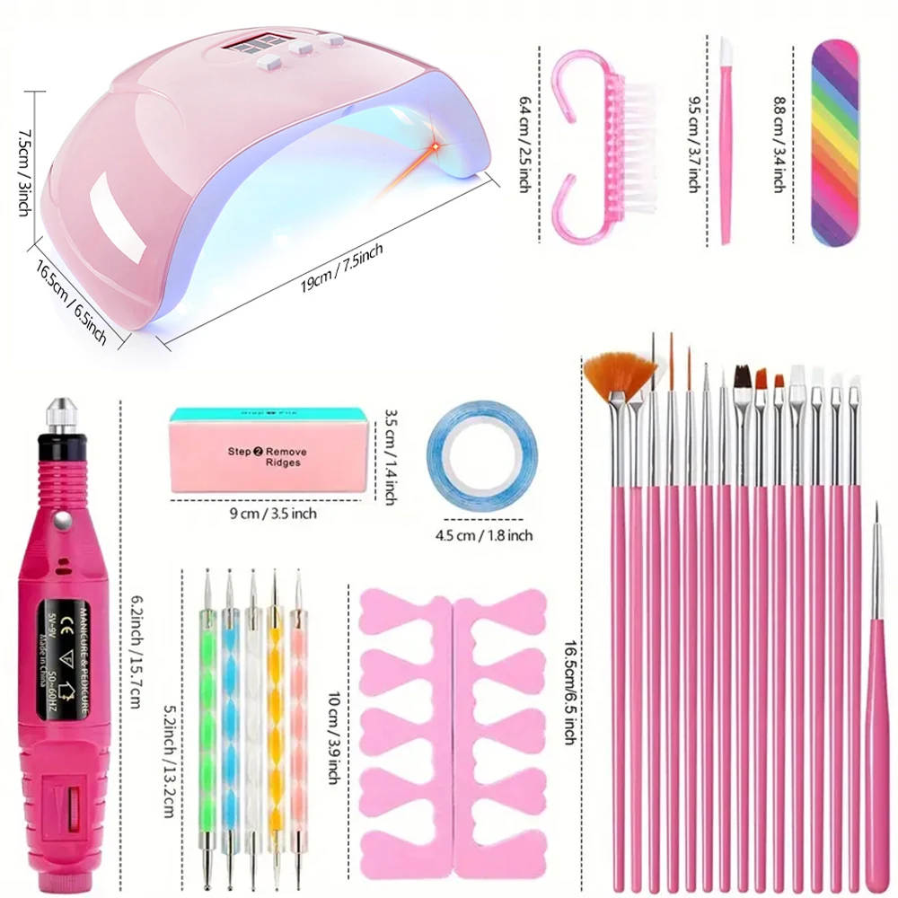 YIKOOLIN UV LED Lamp Professional Nail Tool Set With 20000RPM LElectric Drill Machine Complete Manicure Kit For Beginners YIKOOLIN UV LED Lamp Professional Nail Tool Set With 20000RPM LElectric Drill Machine Complete Manicure Kit For Beginners