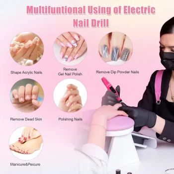 Portable Professional Electric Nail Drill Machine – 6 Bit Rechargeable Manicure and Pedicure Tool Kit 3 81254 aii8tv