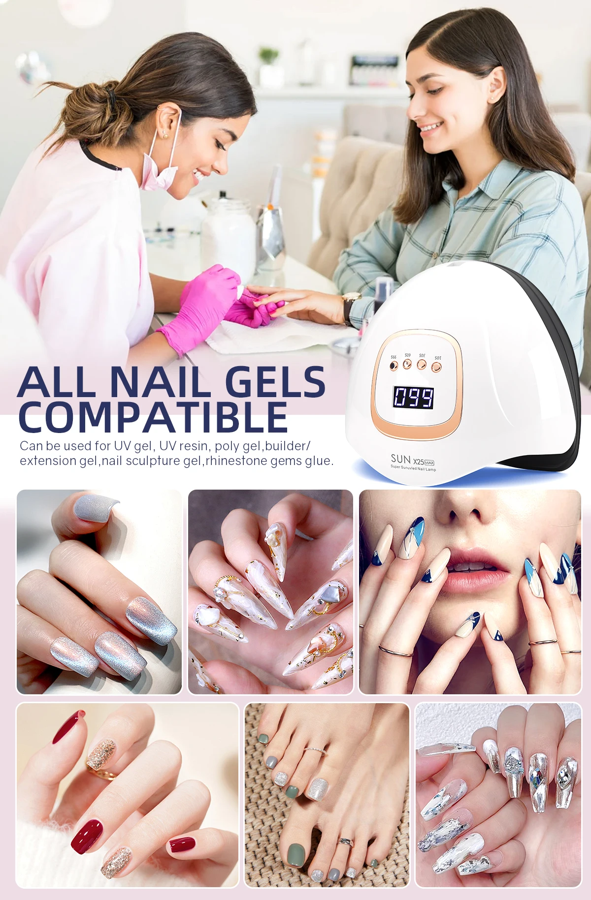 UV LED Nail Lamp 380W Nail Curing Lamps For Home Salon Powerful LED Drying Lamps For All Gel Polish Professional Nail Equipment 380W UV LED Nail Lamp - 380W Nail Curing Lamps For Home Salon Powerful LED Drying Lamps For All Gel Polish Professional Nail Equipment