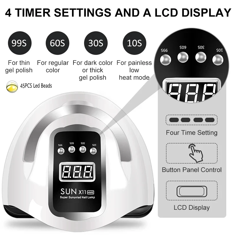 Nail Dryer LED Nail Lamp UV Light For Curing All Gel Nail Polish With LCD Display Motion Sensing Manicure Pedicure Salon Tools Nail Dryer LED Nail Lamp UV Light For Curing All Gel Nail Polish With LCD Display Motion Sensing Manicure Pedicure Salon Tools