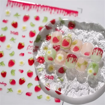 Kawaii Strawberry Nail Stickers 5D – Cute Cartoon Fruit Nail Decals for DIY Manicure Art 1 81546 mg6vjh