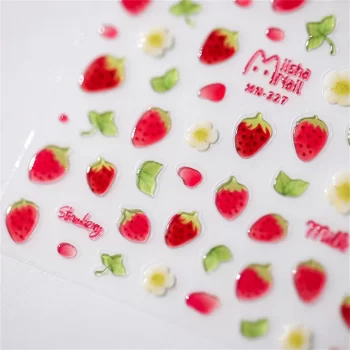 Kawaii Strawberry Nail Stickers 5D – Cute Cartoon Fruit Nail Decals for DIY Manicure Art 3 81546 vbizlh