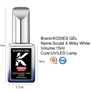 KODIES GEL 15 ml Milky Pink Brush-on Builder Nail Gel Polish – Soak-off Hard Gel for French Manicure & Extensions 4 81964 frxvwz