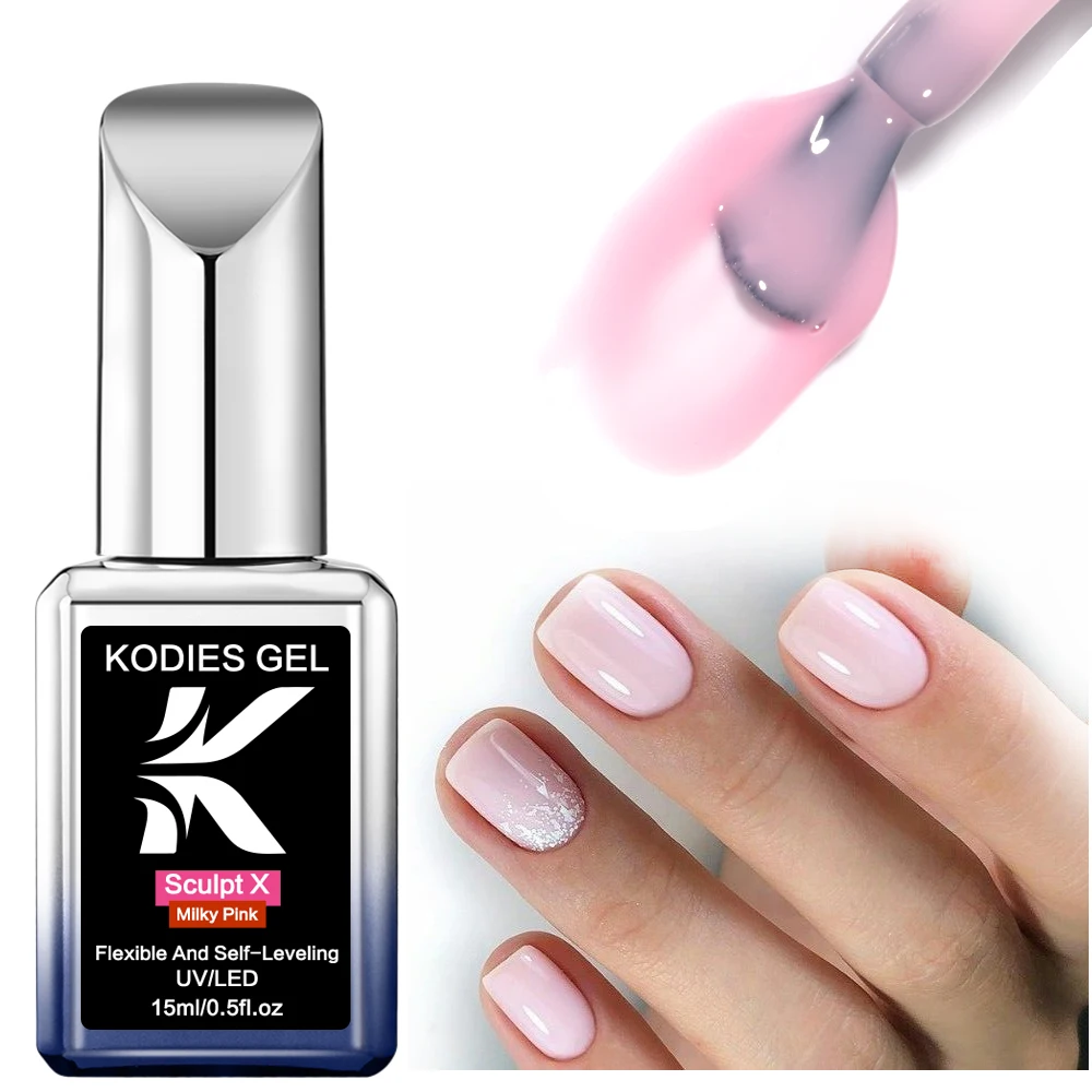 KODIES GEL Builder Nail Gel in a Bottle Milky Pink 15ML Brush on Builder Extension Gel Polish Soak Off French Manicure Hard Gel Brush-on builder nail gel polish - KODIES GEL Builder Nail Gel in a Bottle Milky Pink 15ML Brush on Builder Extension Gel Polish Soak Off French Manicure Hard Gel