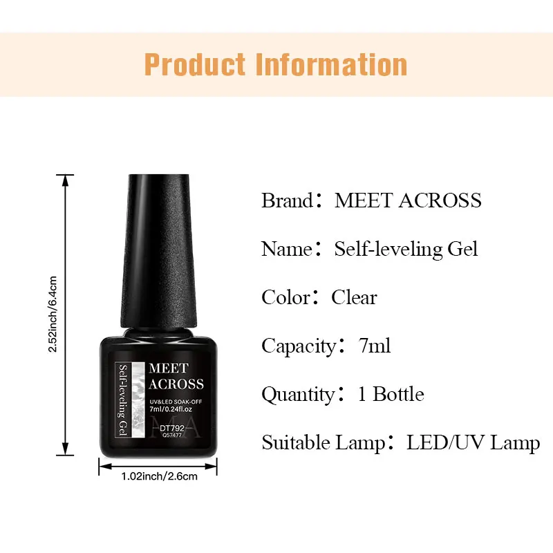 MEET ACROSS 7ml Self Leveling Gel Nail Polish Strong Base Gel Reinforced Gel Lacquer Semi Permanent UV Soak Off Nail Art Gel meet across self-levelling gel nail polish - MEET ACROSS 7ml Self Leveling Gel Nail Polish Strong Base Gel Reinforced Gel Lacquer Semi Permanent UV Soak Off Nail Art Gel